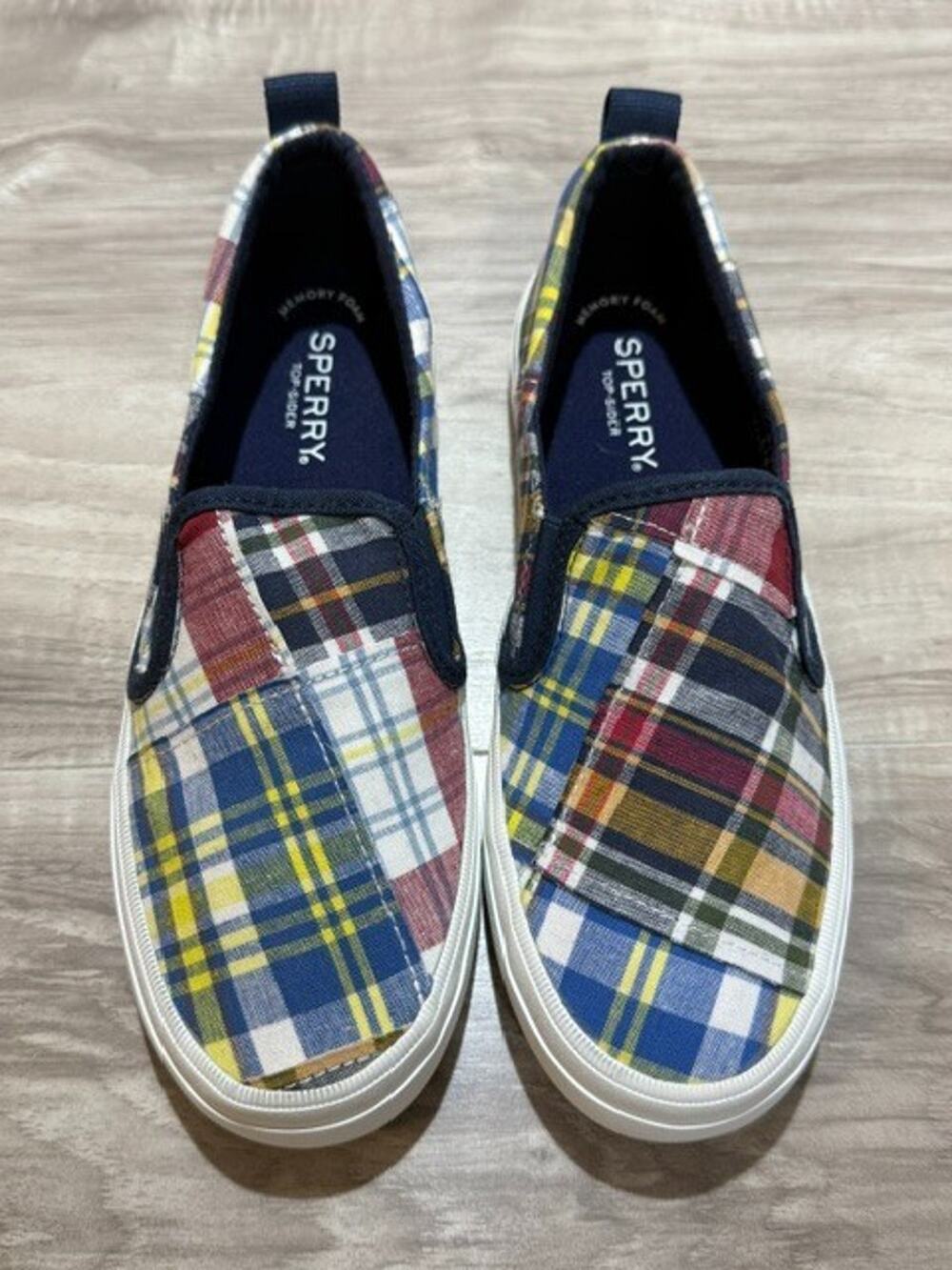 NWOT Sperry Women's Patchwork Plaid Top Slide Sneaker - Size 6M